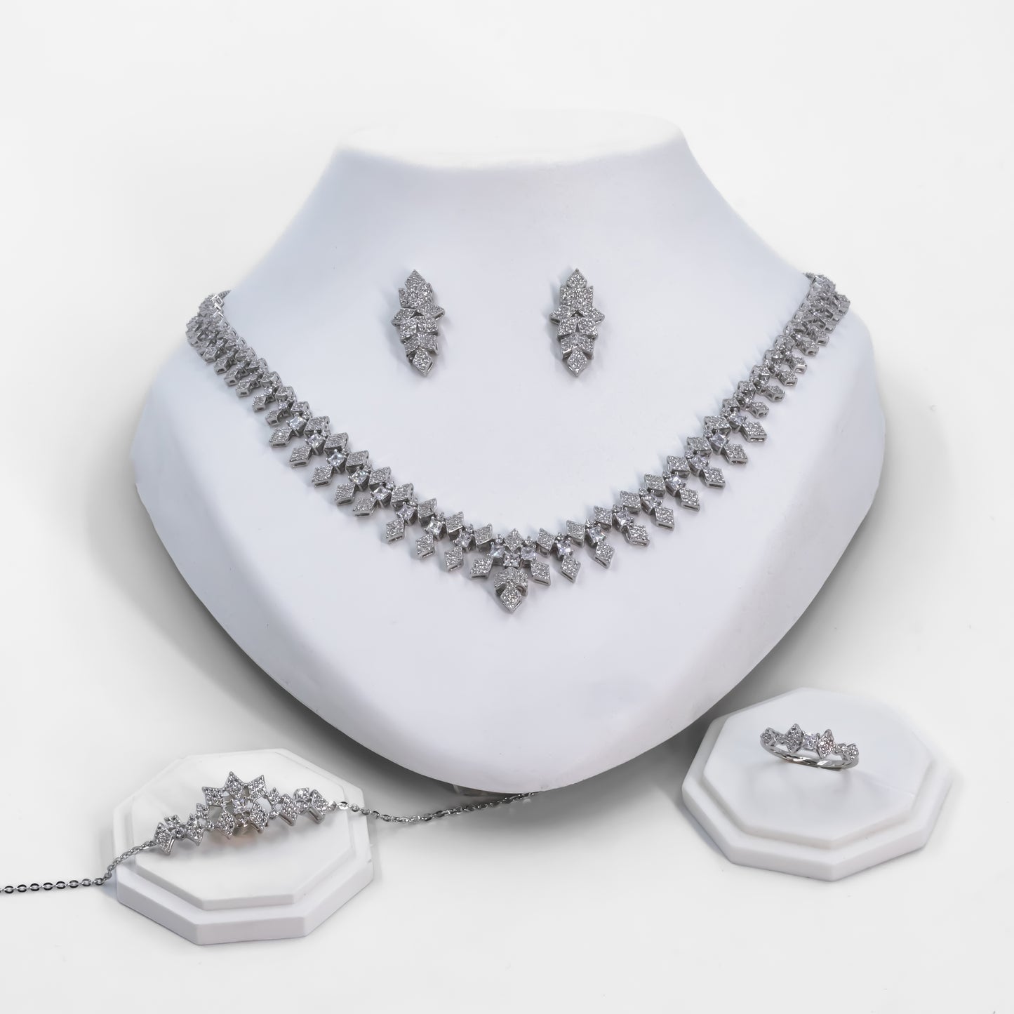 Silver Diamond Elegance COMBO Necklace Set