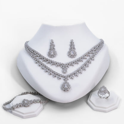 Silver Two Layer Eternal Sparkle COMBO Necklace Set