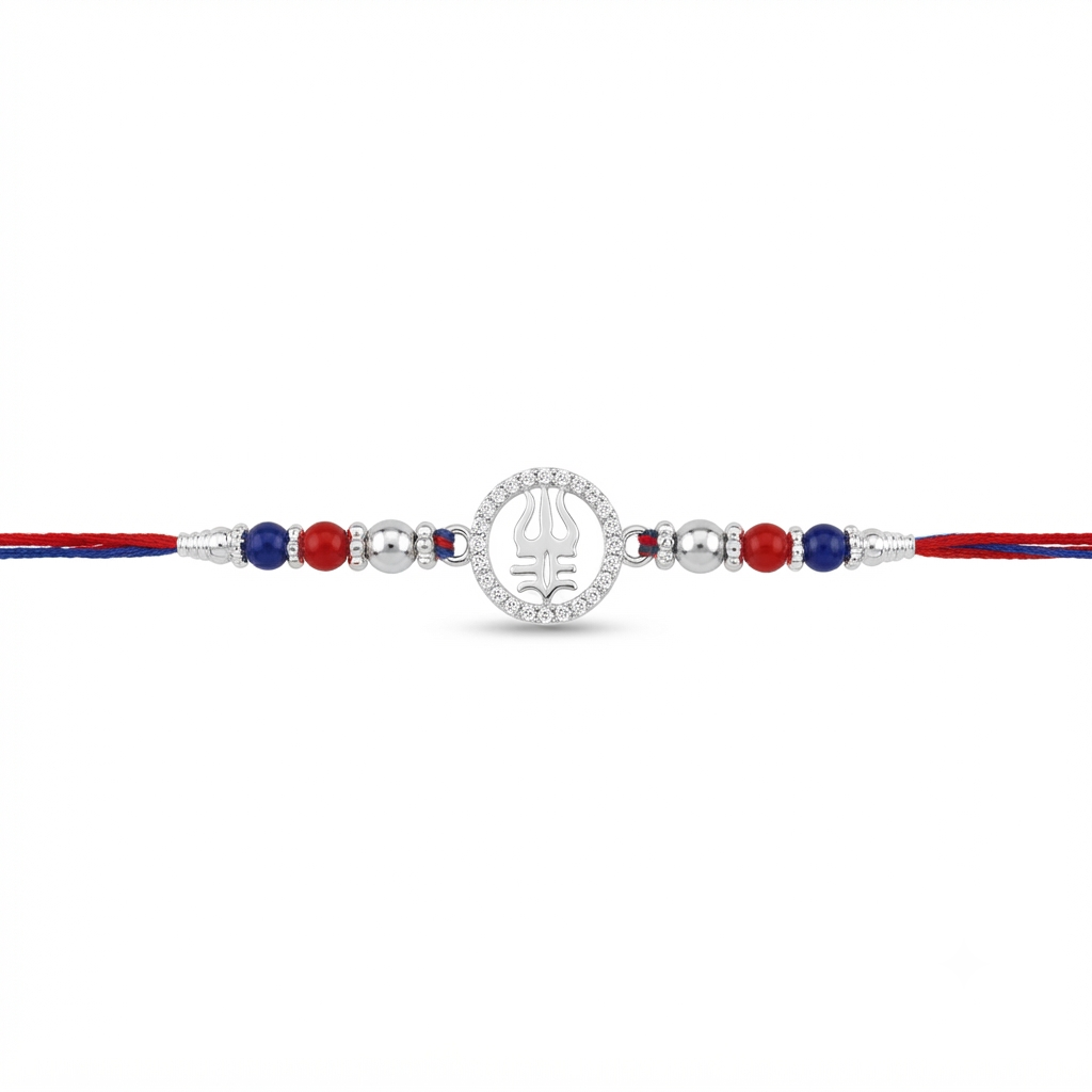 Trishul Namah Silver Rakhi