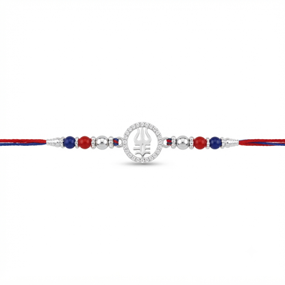 Trishul Namah Silver Rakhi