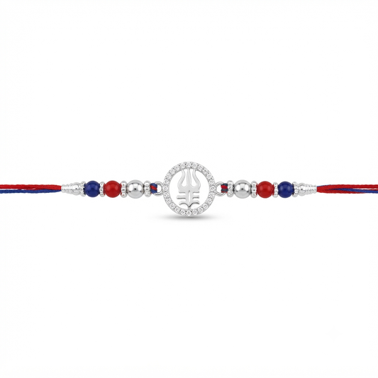 Trishul Namah Silver Rakhi