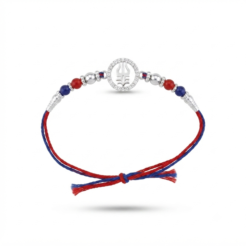 Trishul Namah Silver Rakhi