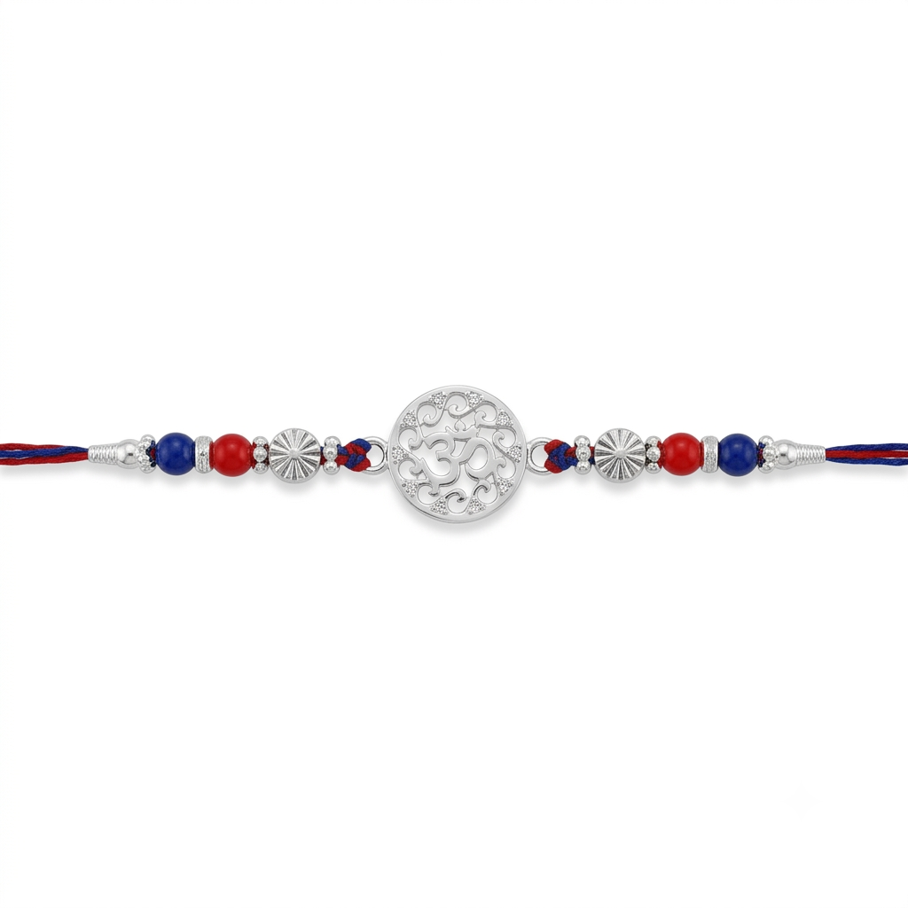 Designer OM Silver Rakhi