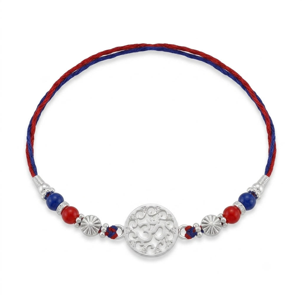Designer OM Silver Rakhi