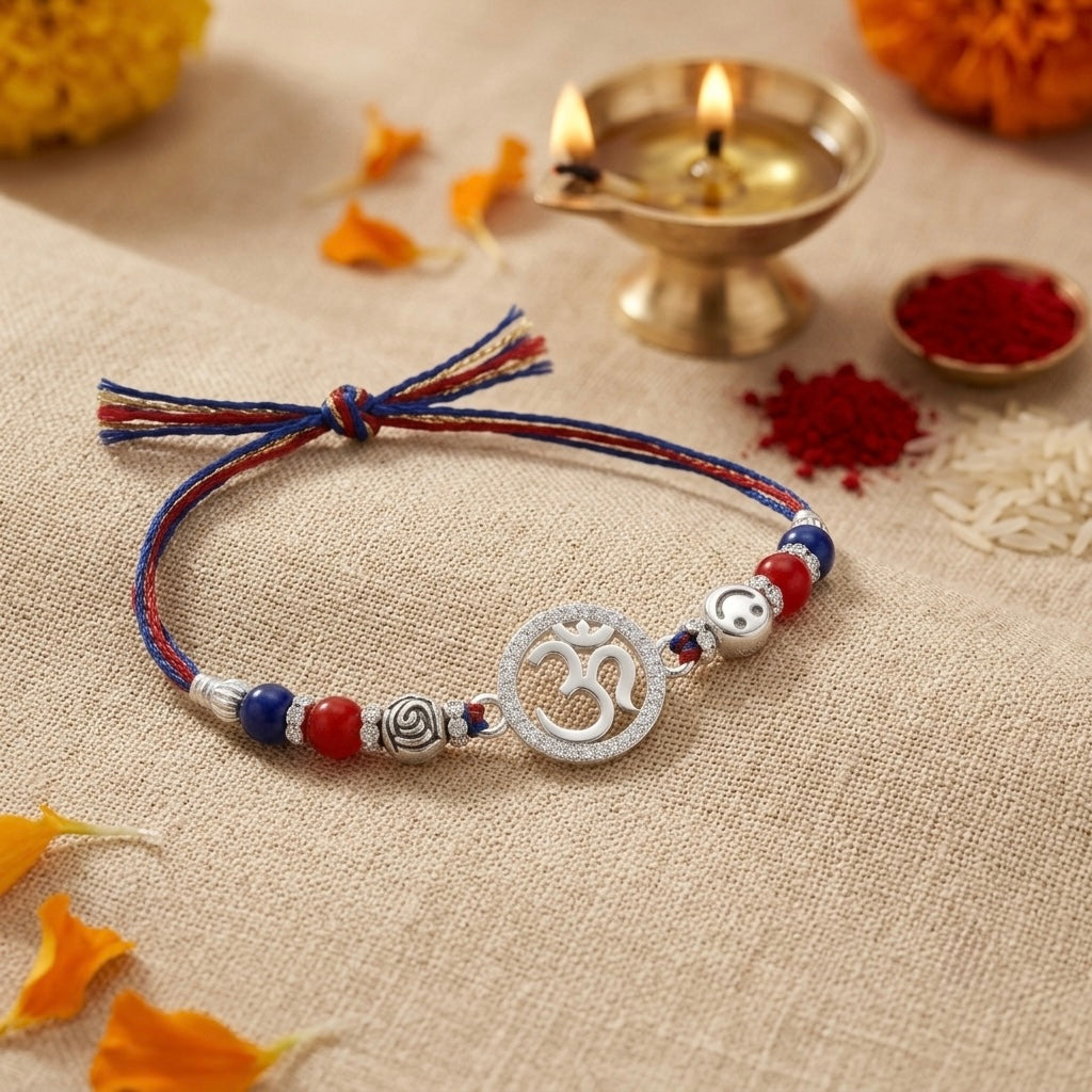 OM Ratna Silver Rakhi