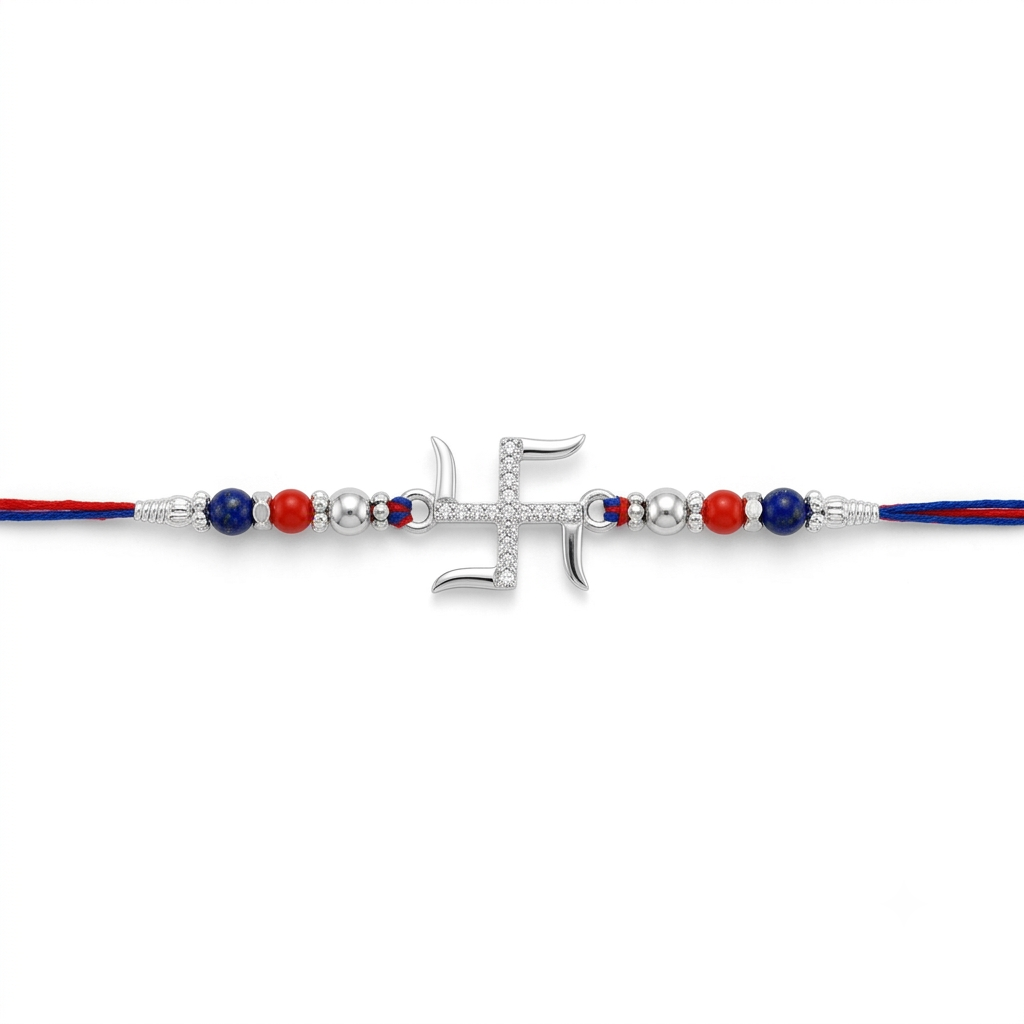 Shubh Swastik Silver Rakhi