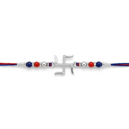 Shubh Swastik Silver Rakhi
