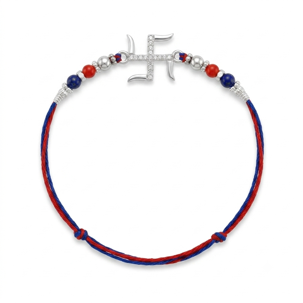 Shubh Swastik Silver Rakhi