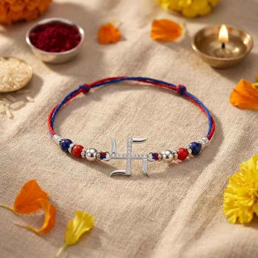 Shubh Swastik Silver Rakhi