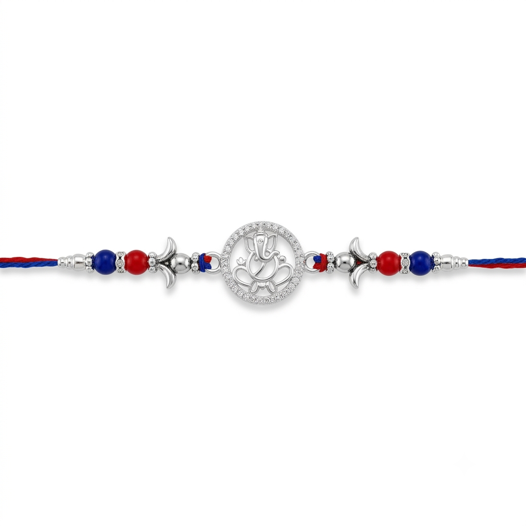 Divine Ganesha Silver Rakhi