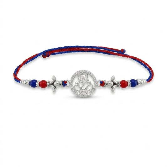Divine Ganesha Silver Rakhi