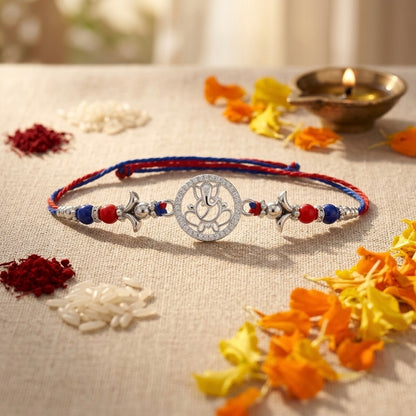 Divine Ganesha Silver Rakhi