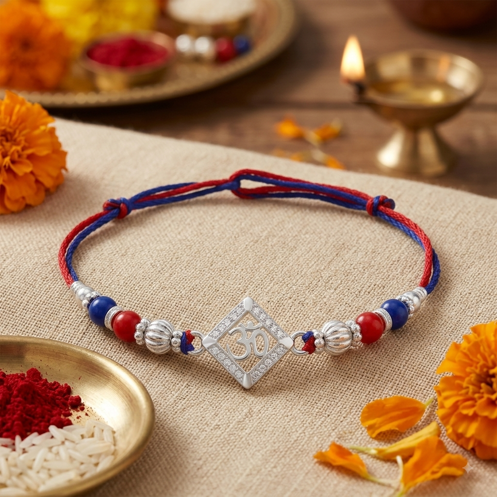 Om Silver Rakhi