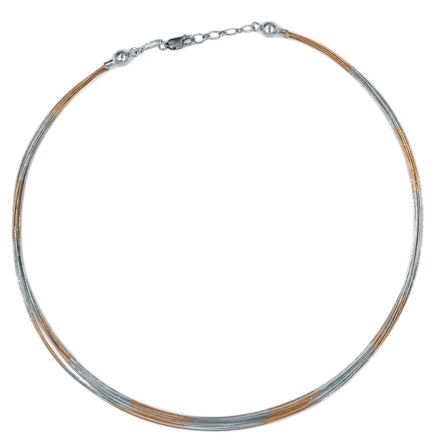 Two Tone Minimalist Necklace Set With Bracelet