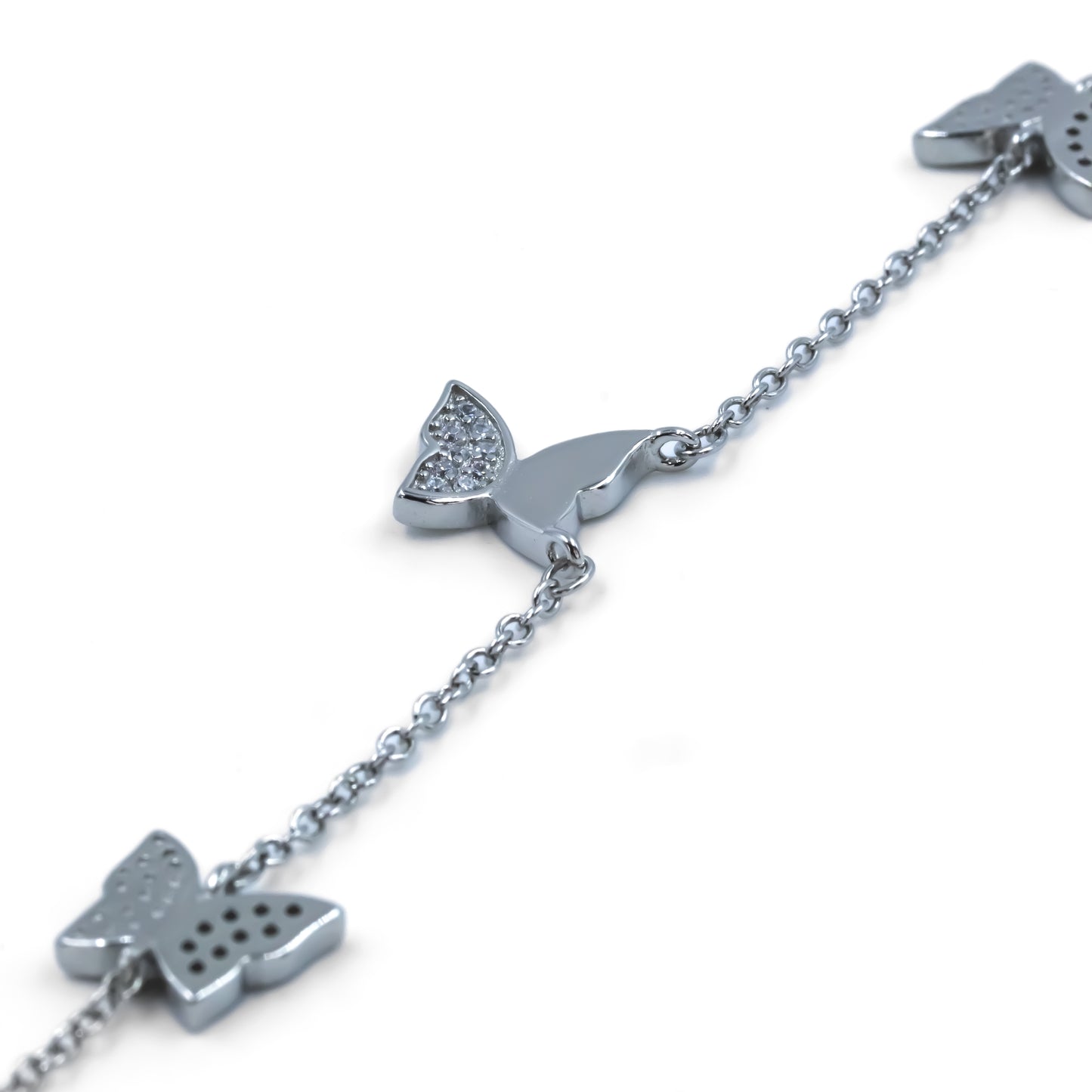 Silver Fluttering Butterfly Charm Chain