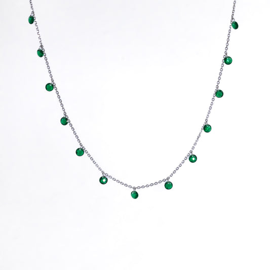 Silver Green Stone Queen's Necklace Chain