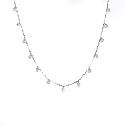 Silver White Stone Queen's Necklace Chain