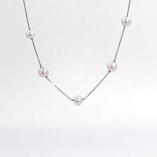 Silver 2 in 1 Luxurious Pearl Chain
