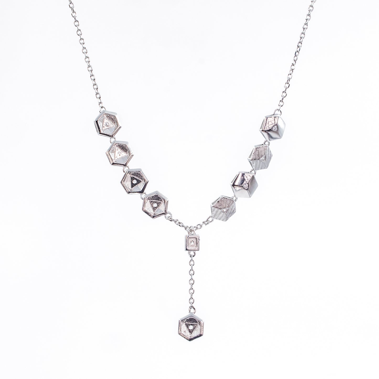 Silver Hexagonal Necklace Chain Pendant