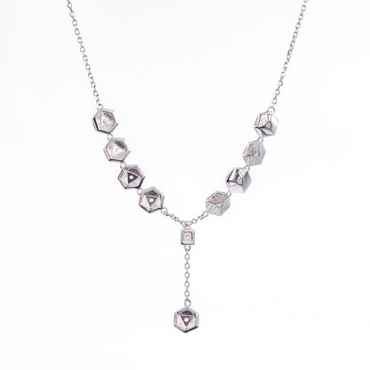 Silver Hexagonal Necklace Chain Pendant