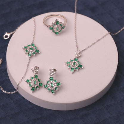 Silver Nyra Flame Chain Pendant Combo Set