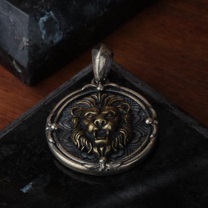 Silver Embossed Lion Pendant