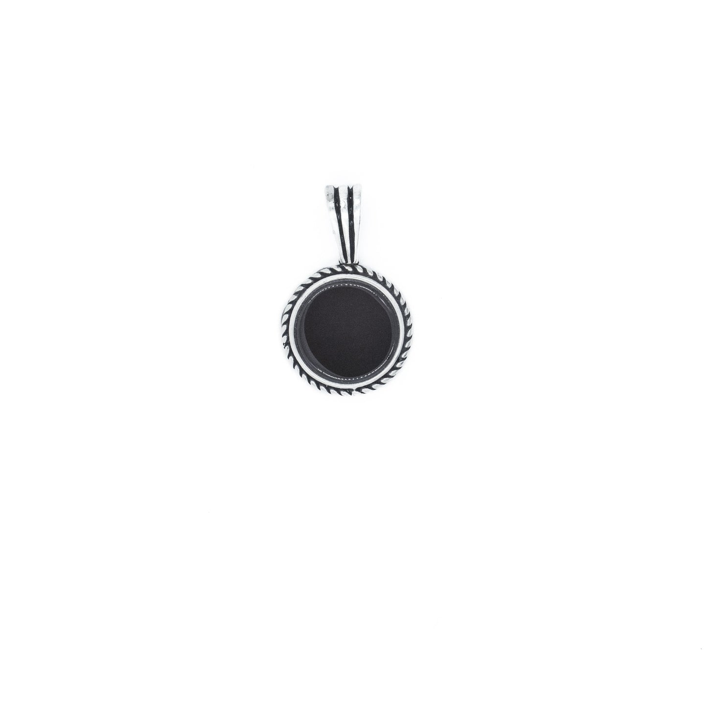 Silver Minimalist Black Stone Pendant