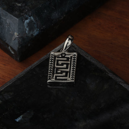 Silver Rectangular Abstract Pendant