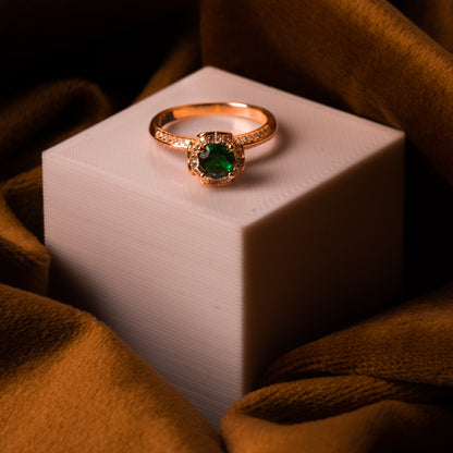 Rose Gold Serene Green Gem Ring