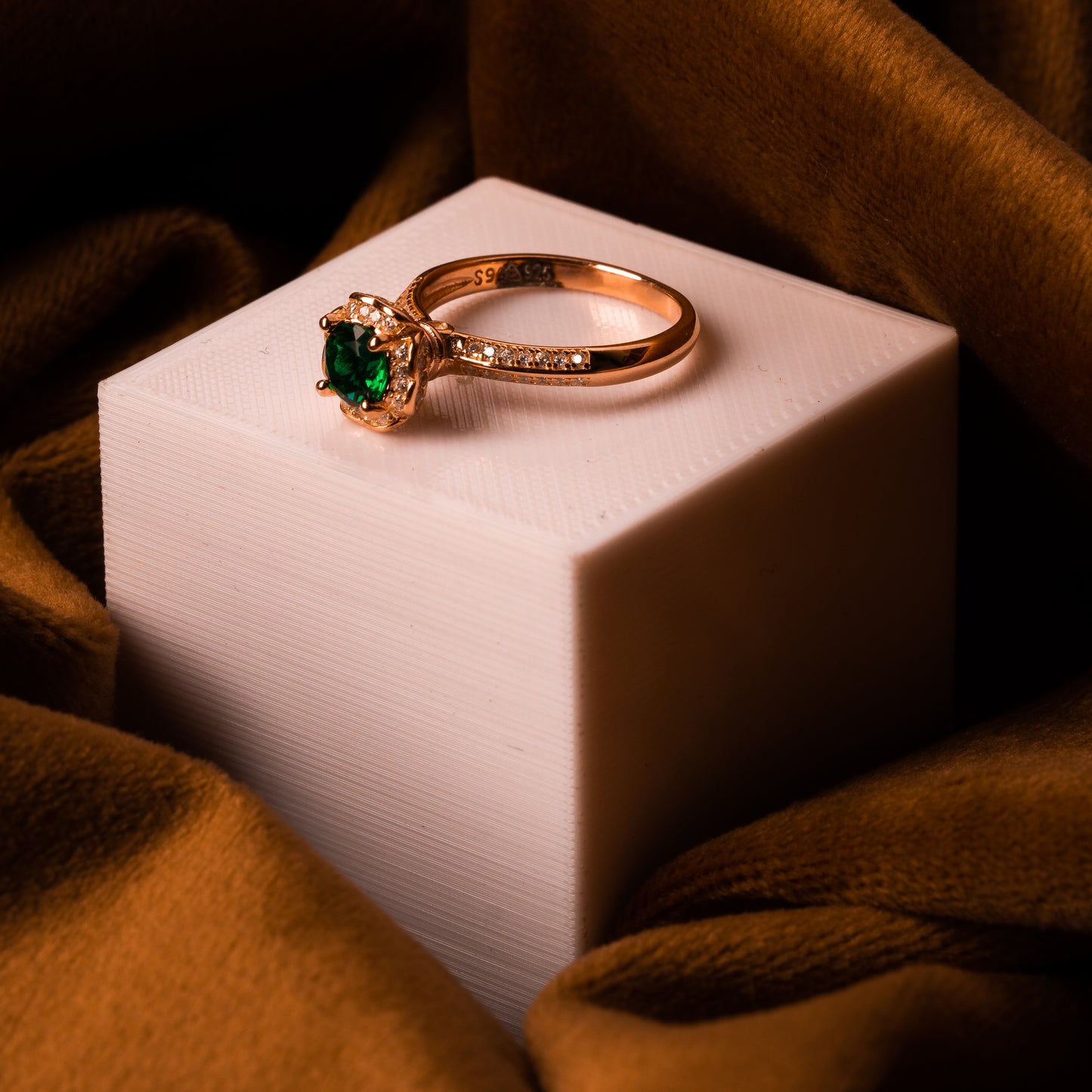 Rose Gold Serene Green Gem Ring
