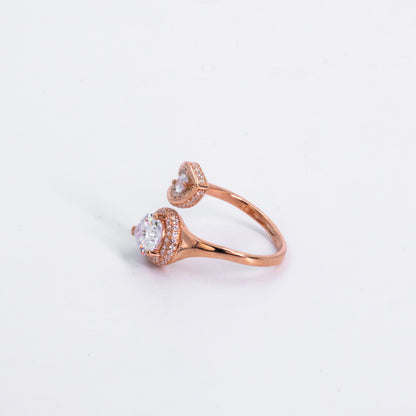 Rose Gold Dual Droplet Stone Ring