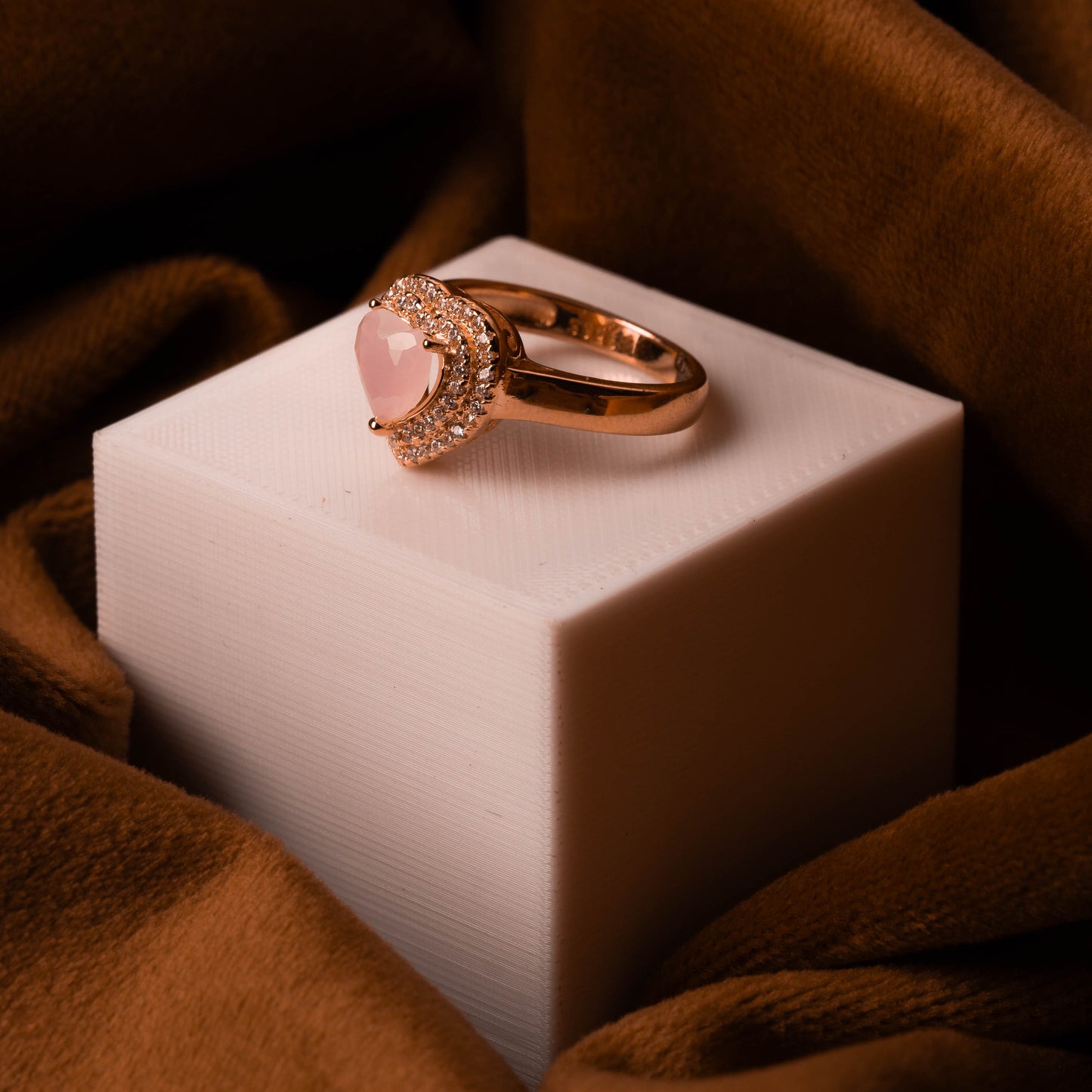 Rose Gold Pastel Pink Heart Ring