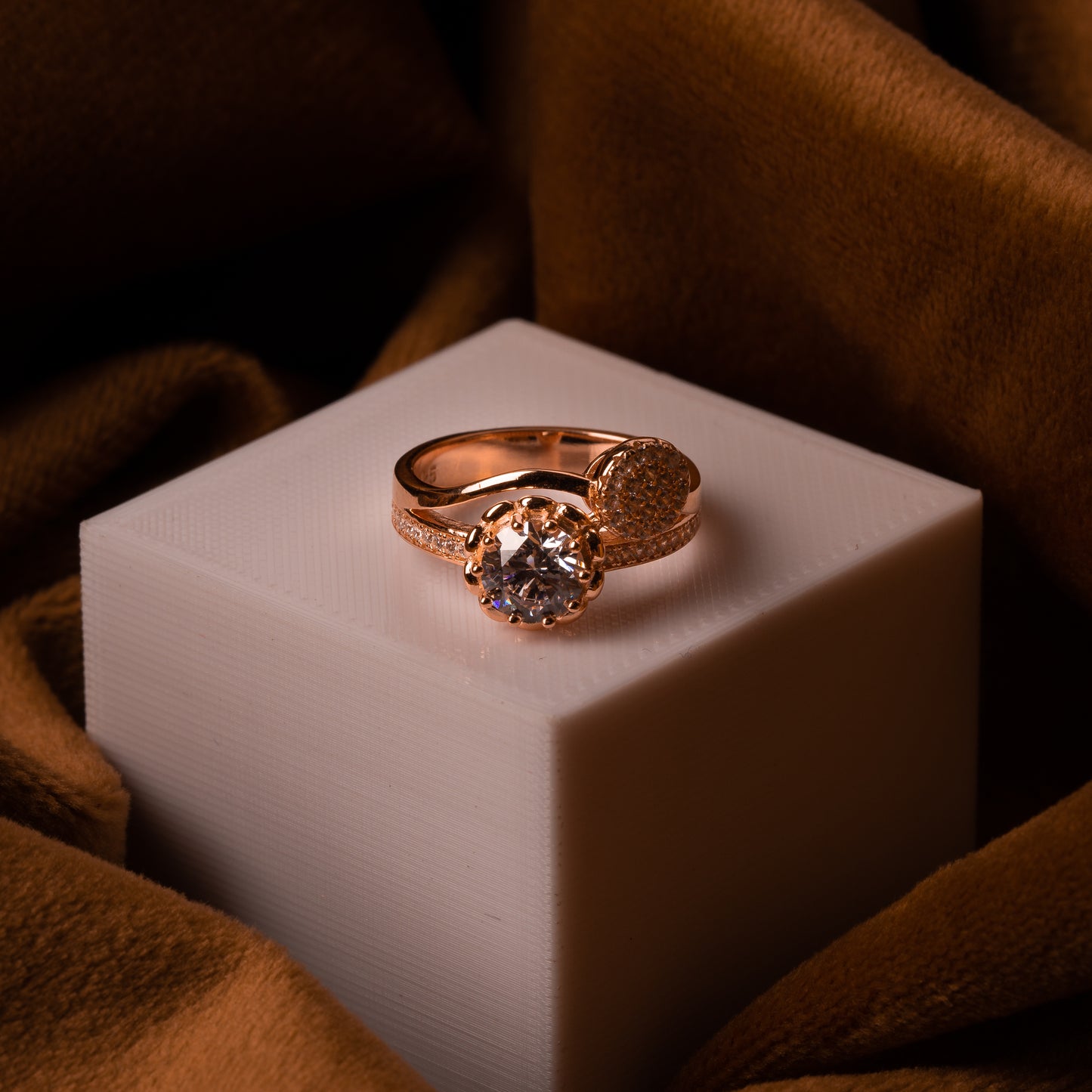 Rose Gold Dual Gem Stone Charm Ring