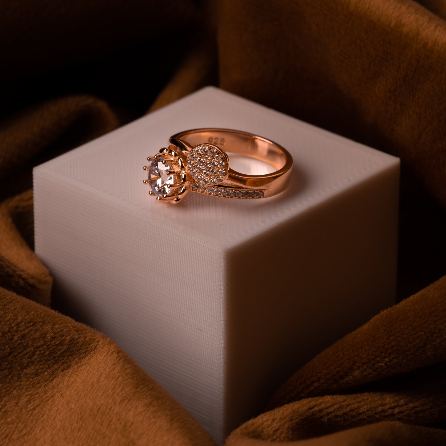 Rose Gold Dual Gem Stone Charm Ring