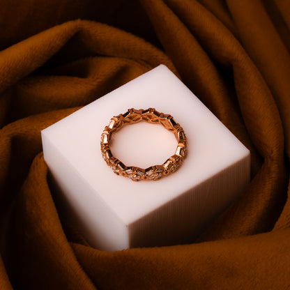Rose Gold White Stone Band Ring