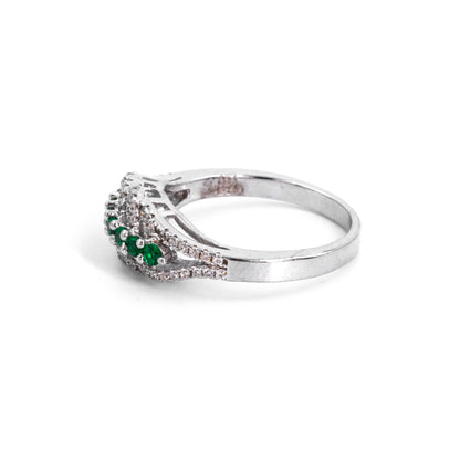 Silver with Green Crystal Harmony Ring
