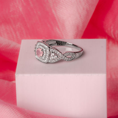 Silver Pastel Pink Stone Ring