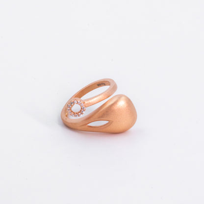 Rose Gold White Stone Orbit Ring
