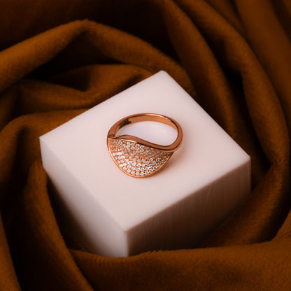Rose Gold White Stone Cascade Ring