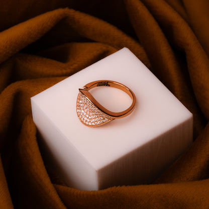 Rose Gold White Stone Cascade Ring