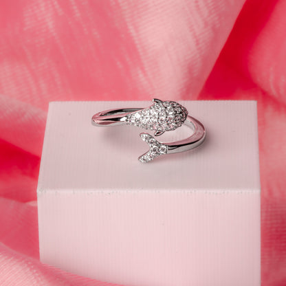 Silver Dolphin Charm Ring