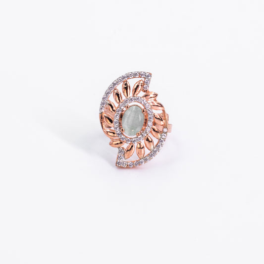 Rose Gold Minty Green Marvel Stone Ring