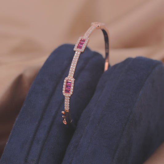 Rose Gold Garnet Glow Cuff/Kada