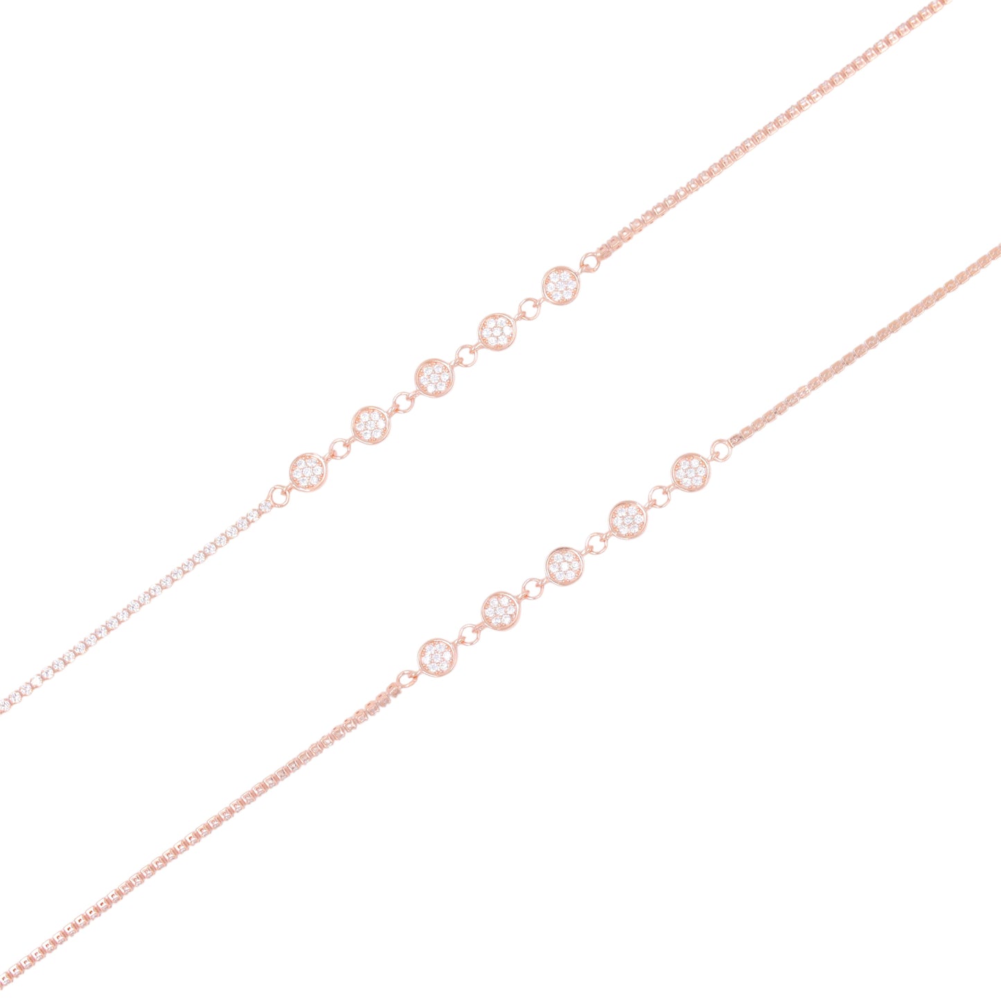Rose Gold Zircon Discs Anklet / Payal