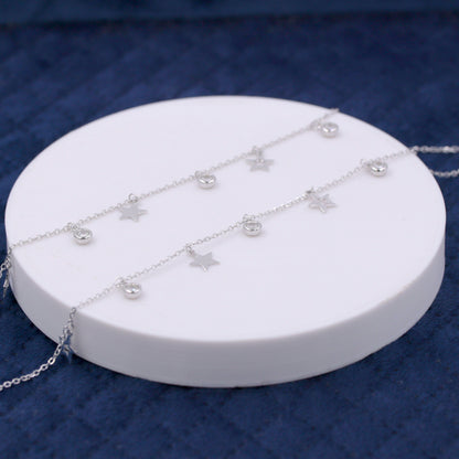 Silver Twinkling Stars Anklet / Payal