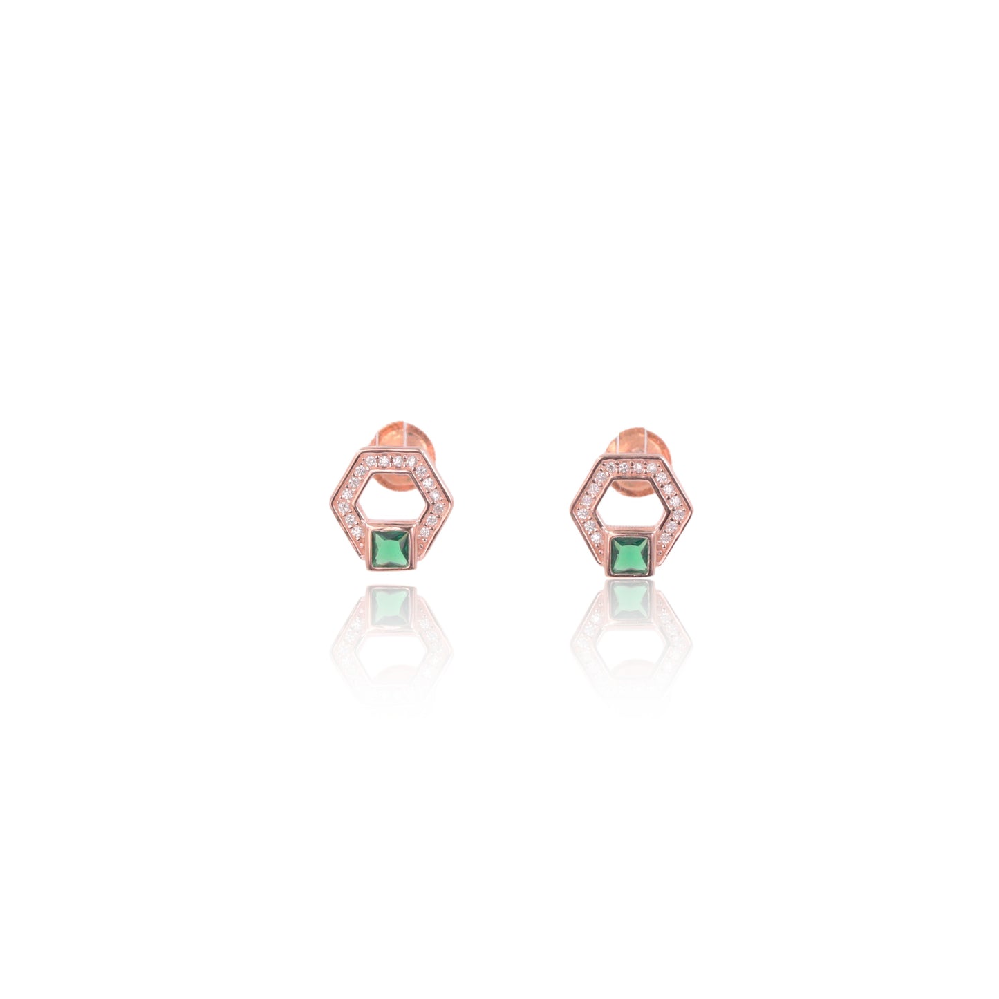 Rose Gold Emerald Point Earrings