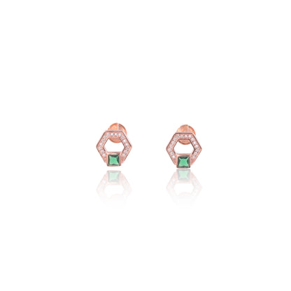Rose Gold Emerald Point Earrings