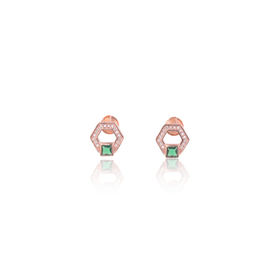 Rose Gold Emerald Point Earrings