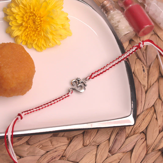 Braided OM Silver Rakhi