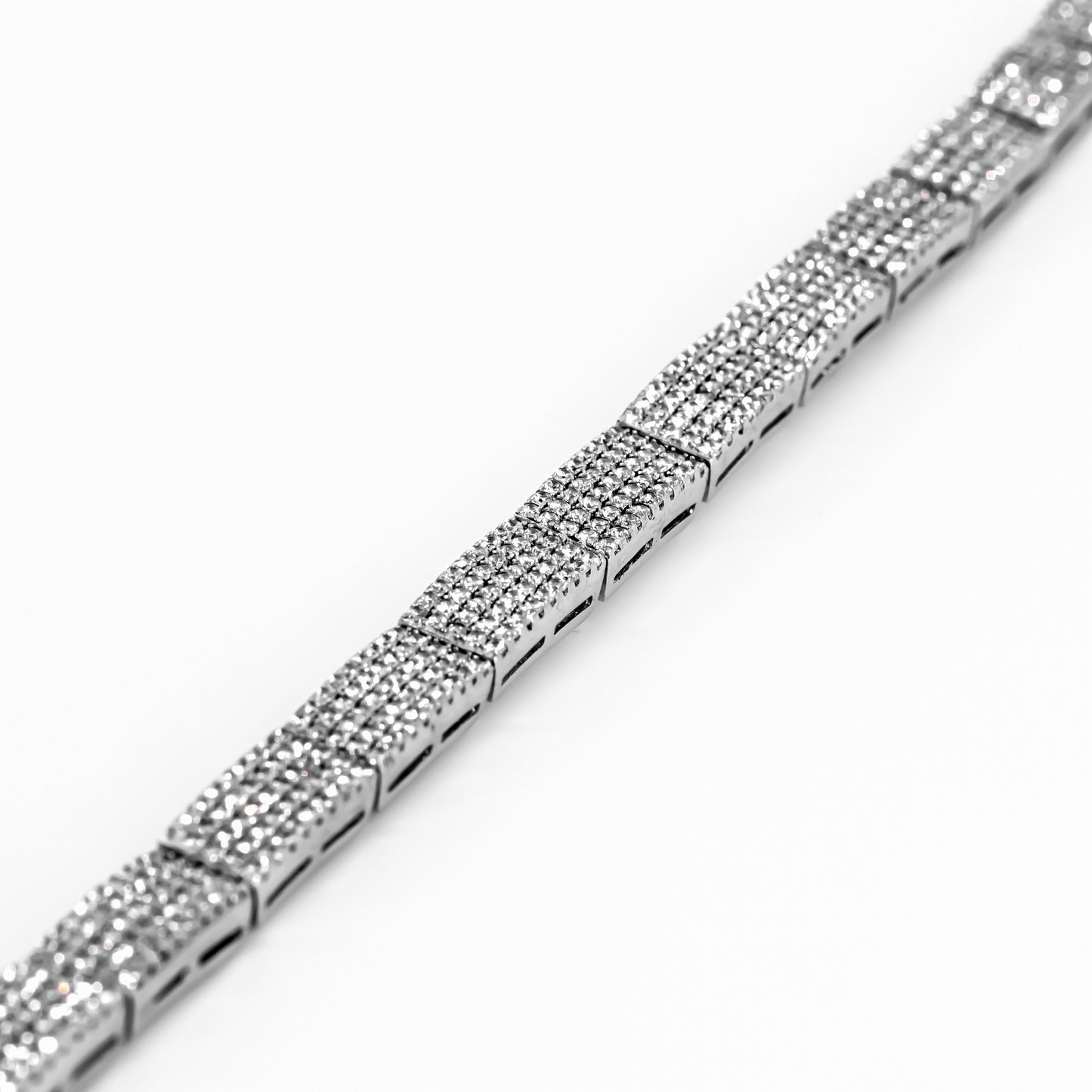 Silver Iced Out Cuboid Bracelet